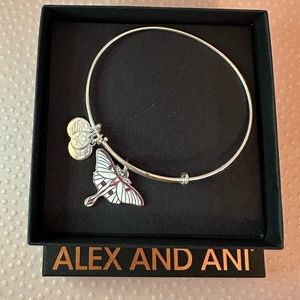 ALEX AND ANI SILVER AND PURPLE BUTTERFLY BANGLE